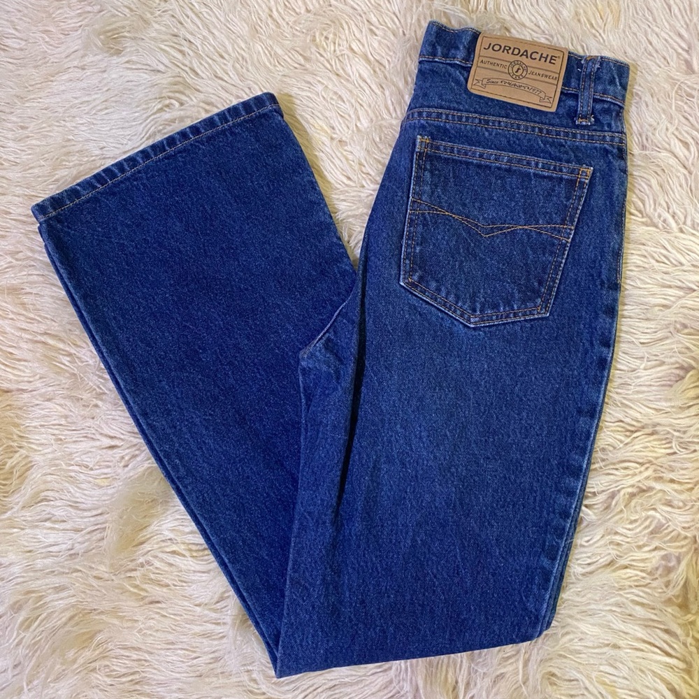 Vintage Jordache High Waisted Flare Leg Jeans Dark Wash Denim Size 7/8 10L782JT0